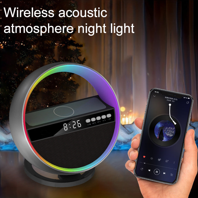 2024 New Multifunction RGB Night Light Wireless Charger Bluetooth-compatible Speaker Large G Ambience Light Home Decor - DropOnline.co