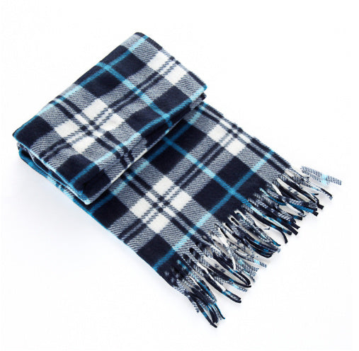 Unisex Black & White Plaid Thermal Scarf - Plus Size Winter Wrap - DropOnline.co
