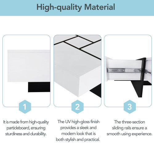 Unique Design Coffee Table With 4 Hidden Storage Compartments - DropOnline.co