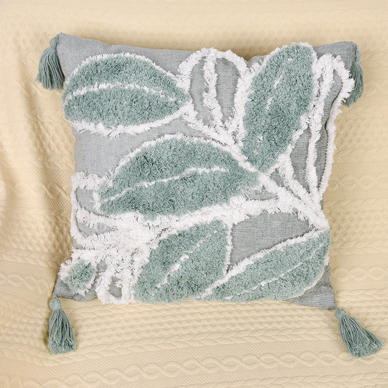 Throw Pillow Leaf Home Living Room Sofa Bed Cushion Tufted Throw Pillowcase - DropOnline.co