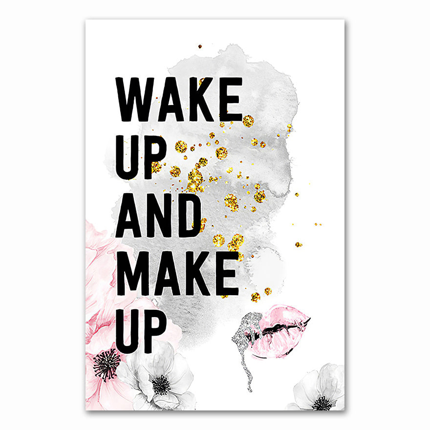 Lipstick Perfume High Heels Fashion Makeup Texture Canvas Painting Home Decor - DropOnline.co