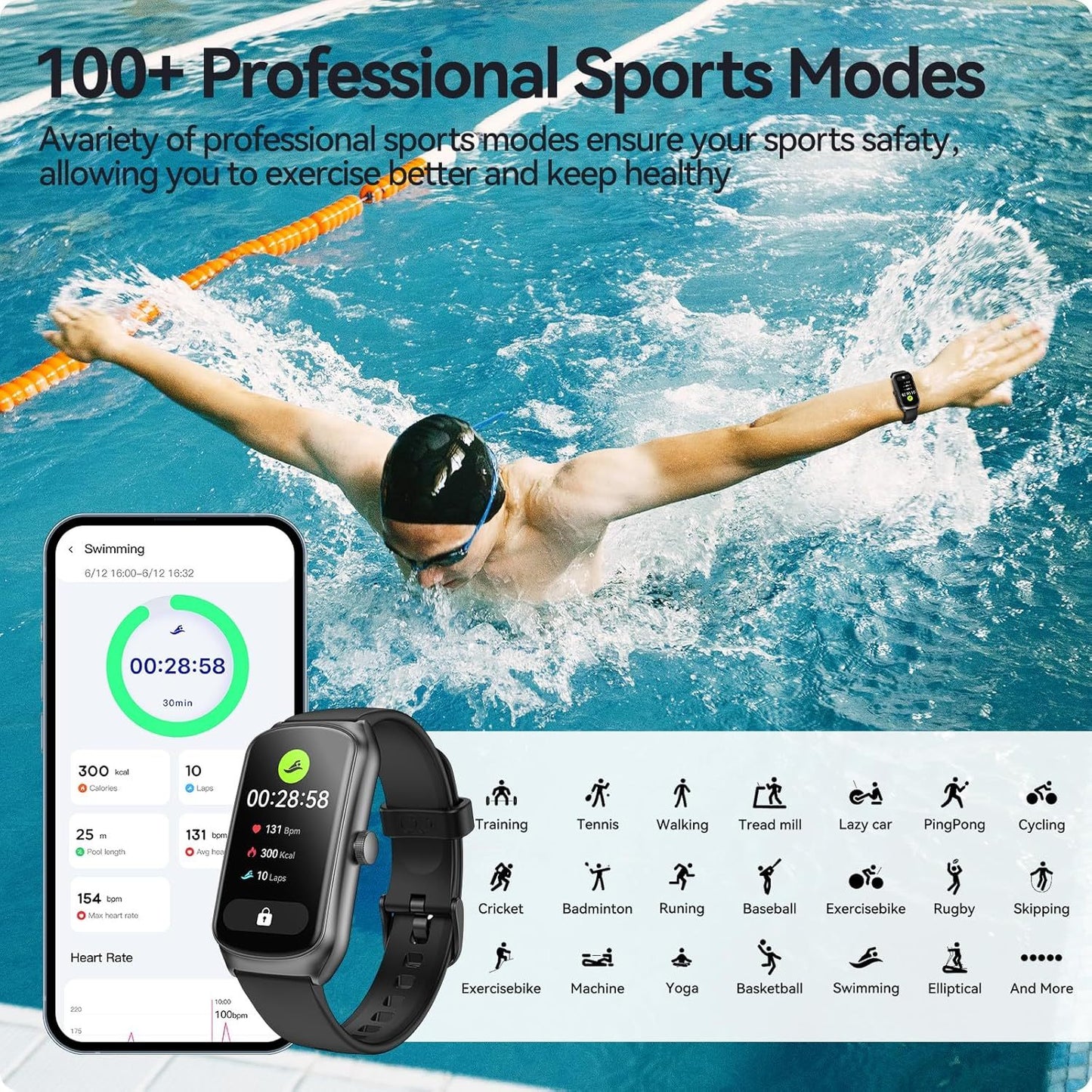 AMOLED Unisex Fitness Tracking Smartwatch With Heart Rate, Blood Oxygen And Sleep Monitoring, Waterproof Function, Pedometer, Swimming Health Activity Tracking - DropOnline.co