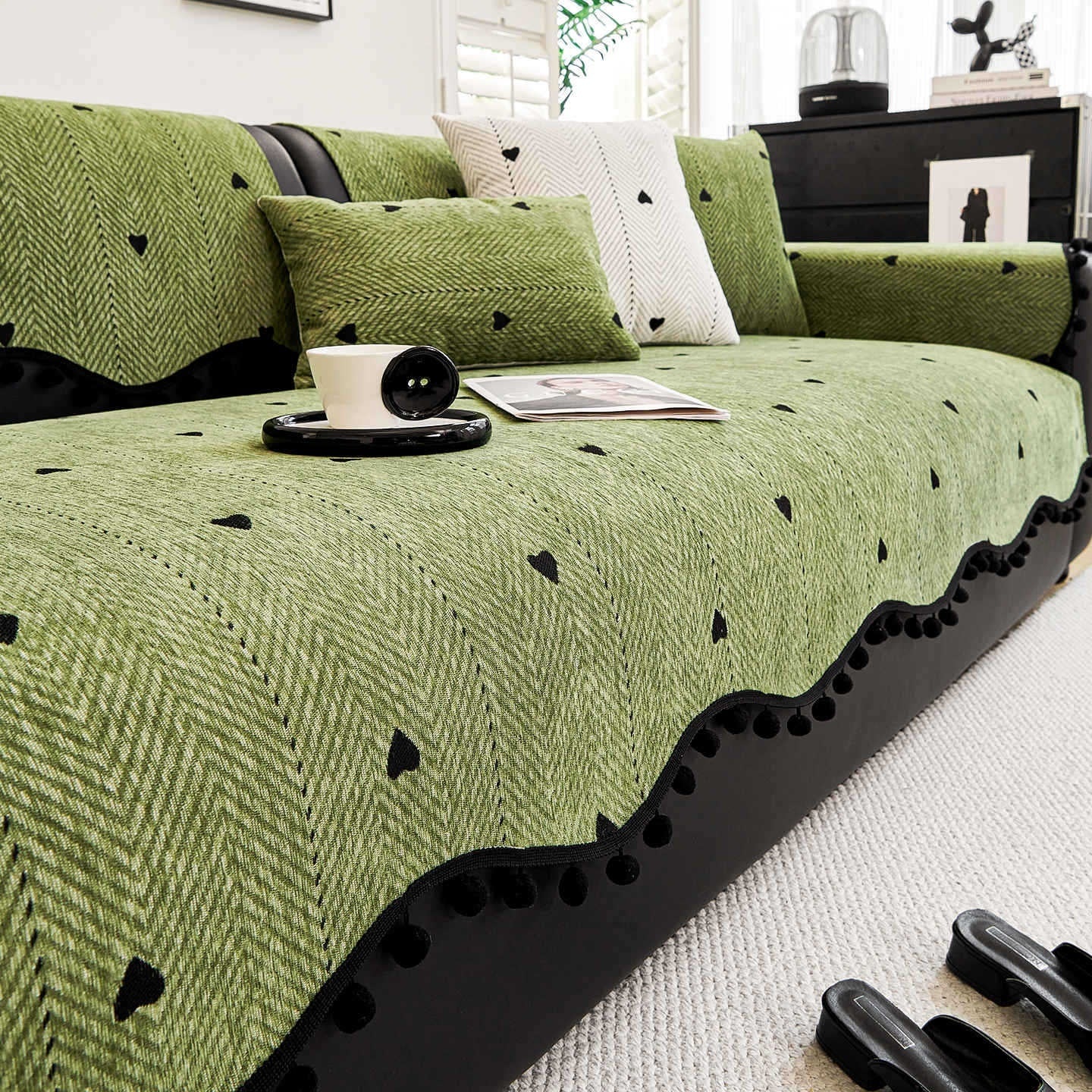 Chenille Straight-row Leather Sofa Cushion - DropOnline.co