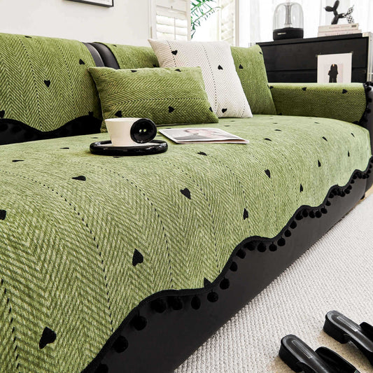 Chenille Straight-row Leather Sofa Cushion - DropOnline.co