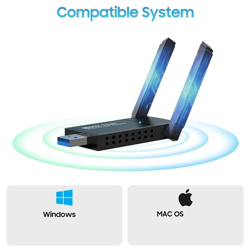 USB 3.0 Wireless WIFI Adapter 1300Mbps Long Range Dongle Dual Band 5Ghz Network - DropOnline.co