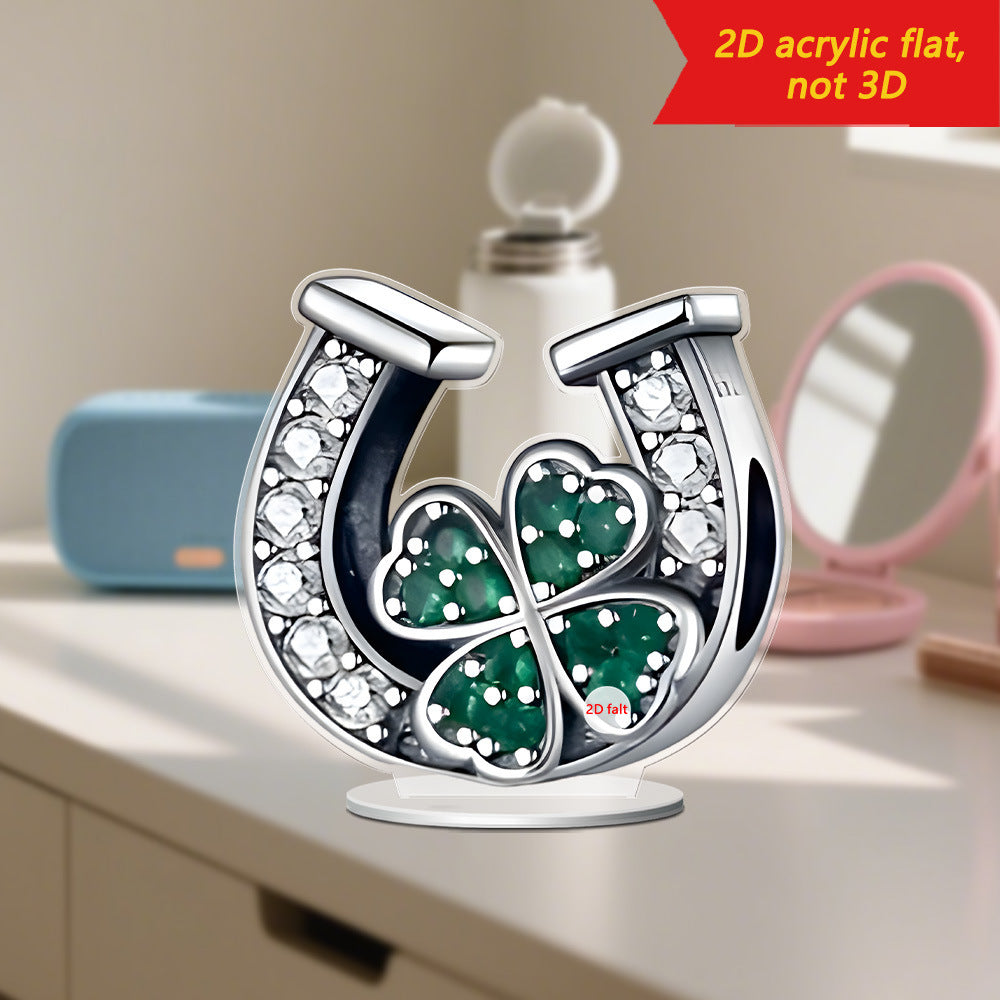 U-shaped Clover 2D Flat Acrylic Desktop Decoration - DropOnline.co