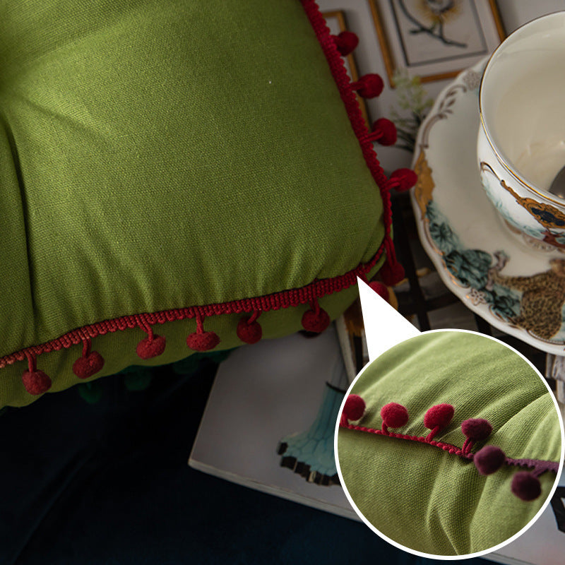 Nordic Ins Solid Color Fur Ball Thickened Cushion Home - DropOnline.co