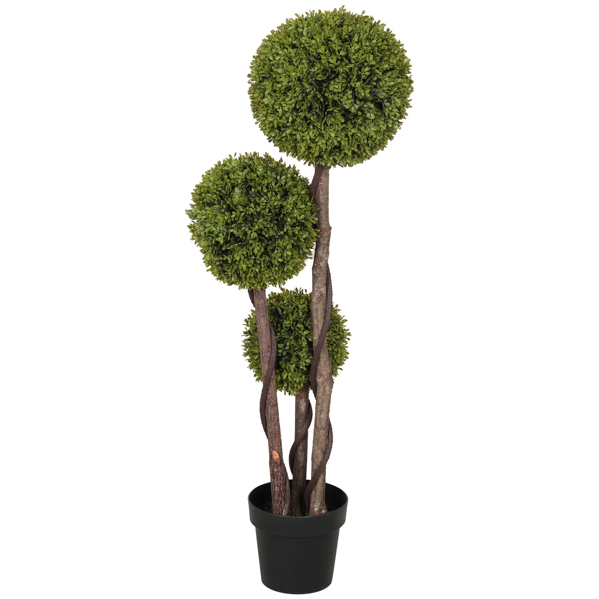 45.3 Artificial Ball Boxwood Topiary Tree Fake Plant In Pot For Indoor Outdoor Living Room Decoration Light Green - DropOnline.co