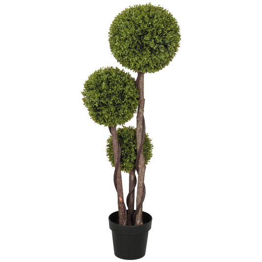 45.3 Artificial Ball Boxwood Topiary Tree Fake Plant In Pot For Indoor Outdoor Living Room Decoration Light Green - DropOnline.co