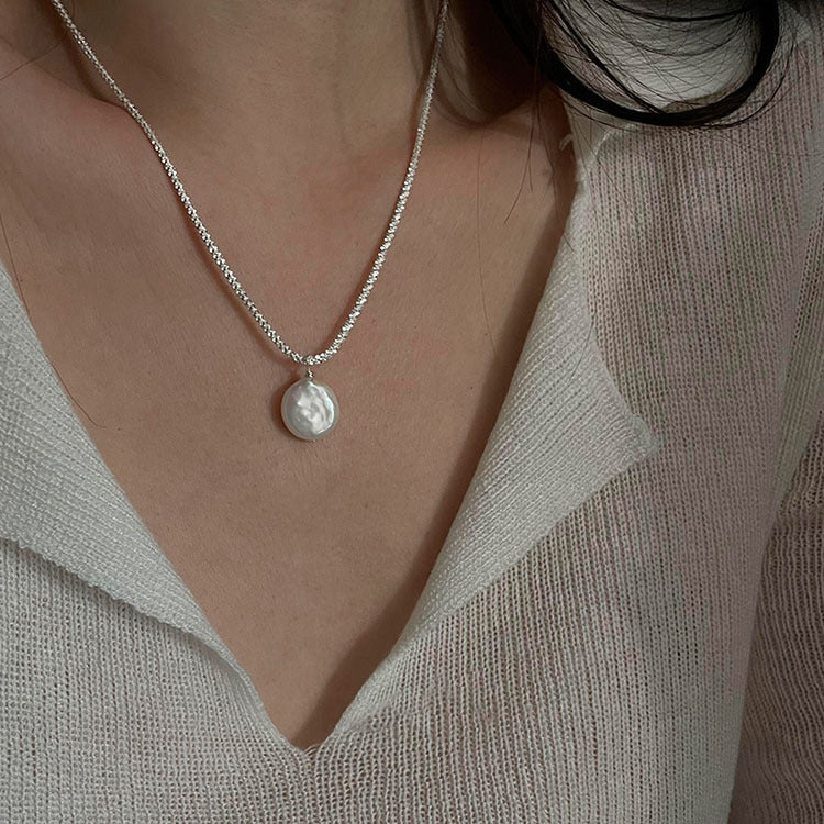 S925 Sterling Silver Baroque Pearl Necklace - DropOnline.co