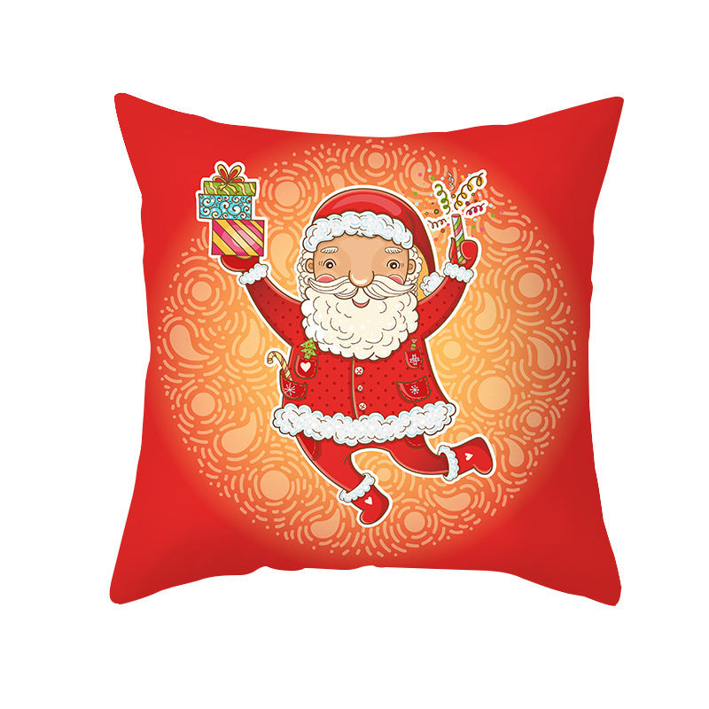 Cartoon Santa Claus Series Peach Skin Sofa Cushion Cover - Fun Christmas Holiday Decoration - DropOnline.co