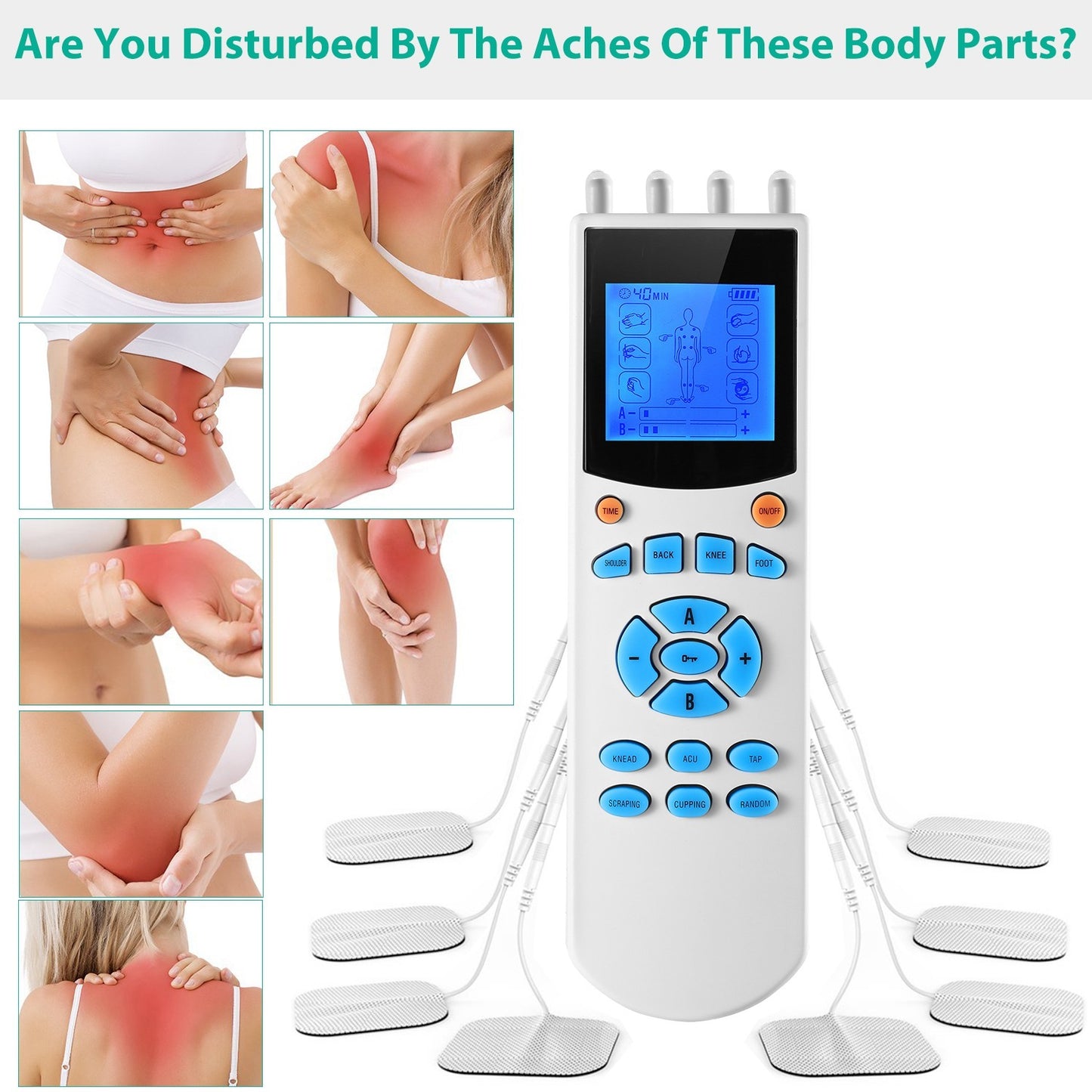 1Pc Tens Unit Machine Impulse Massager 10 Modes Pain Relief Body Massager Machine Muscle Stimulator With 4 Outputs And 8 Electrode Pads For Relief Relaxing Fitness - DropOnline.co