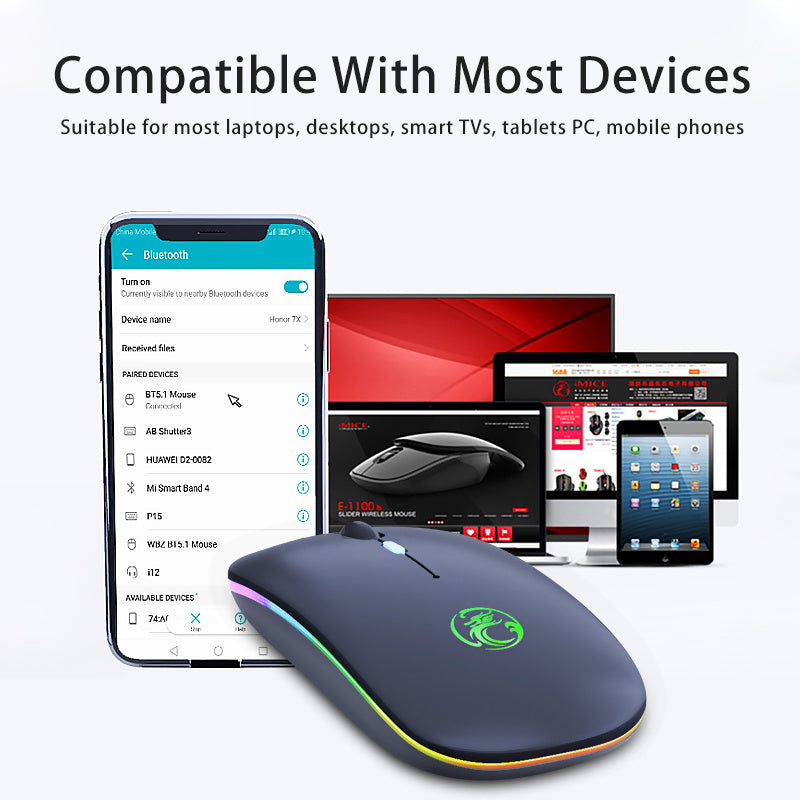 Luminous Charging Bluetooth Dual-mode Wireless Silent Mouse Desktop Notebook - DropOnline.co