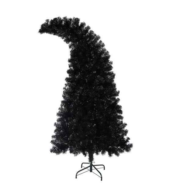 6-foot Artificial Black Christmas Tree with LED Lights - 900 Tips Curved Design - DropOnline.co