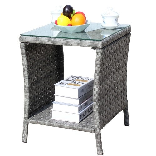 Outdoor Patio Furniture 1 Coffee Table With Clear Tempered Glass - DropOnline.co