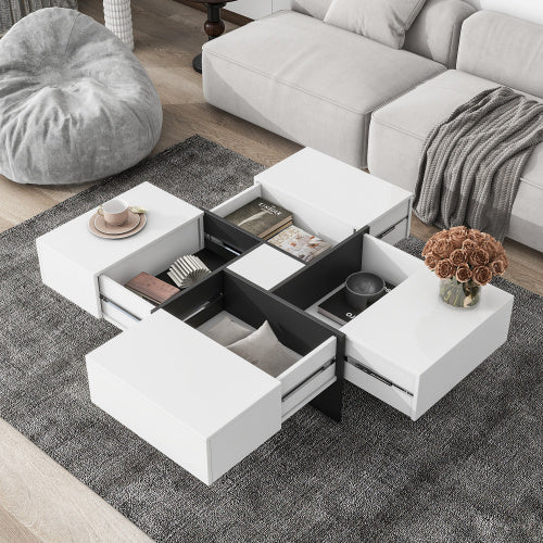 Unique Design Coffee Table With 4 Hidden Storage Compartments - DropOnline.co