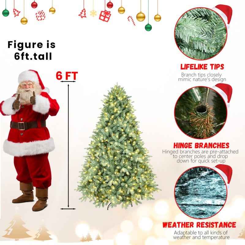 PE/PVC Christmas Tree - Green Realistic Holiday Tree
