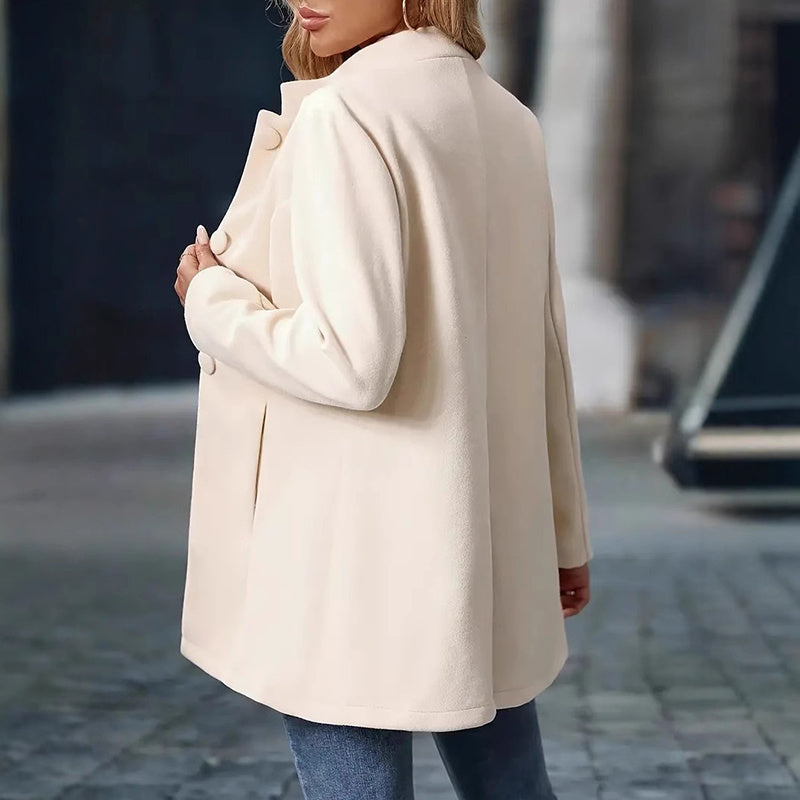 Womens Elegant Single Breasted Coat Long Sleeve Mid Winter Overcoat Work Office Coats - DropOnline.co