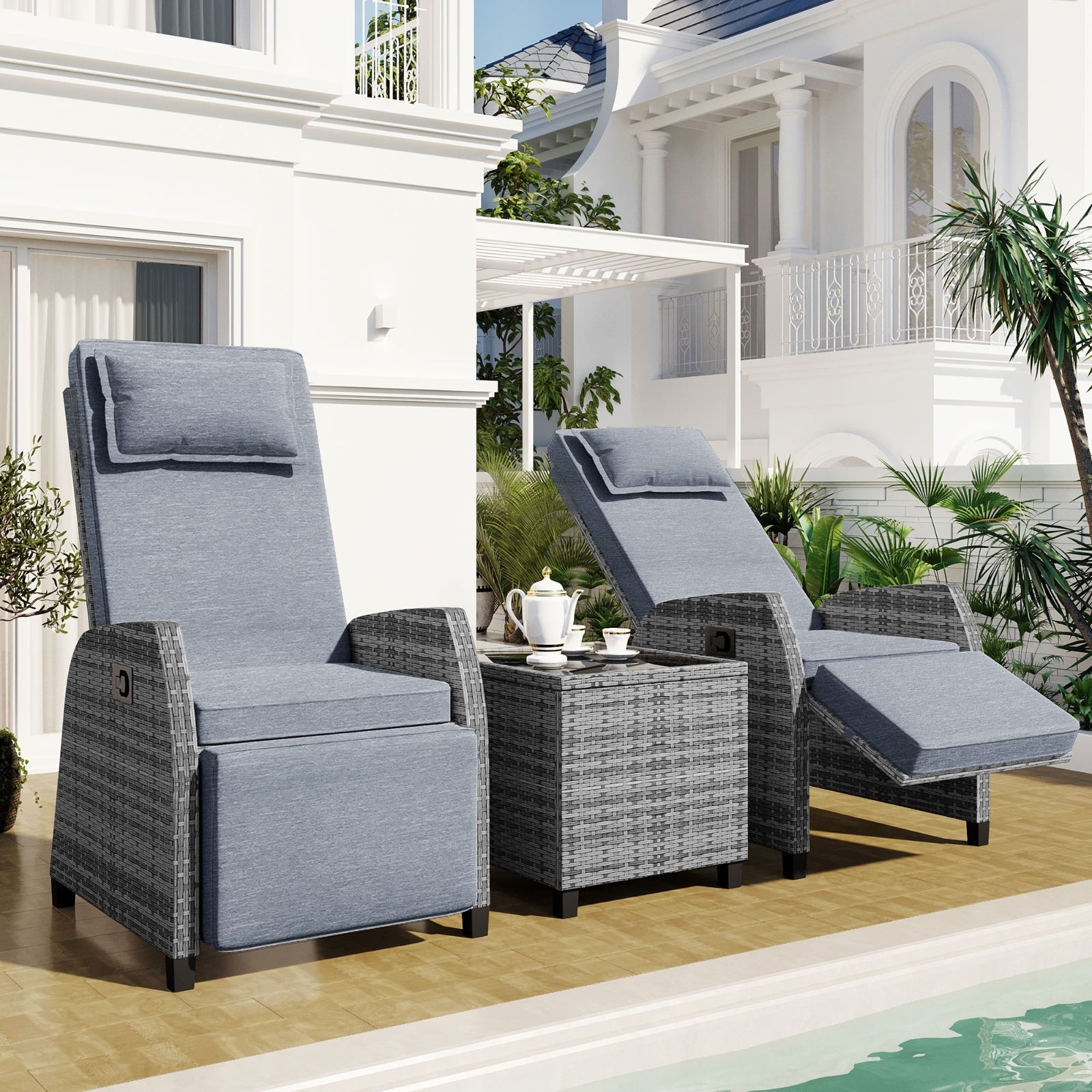U Style Outdoor Rattan 2-Person Set W  Coffee Table For Courtyard - DropOnline.co