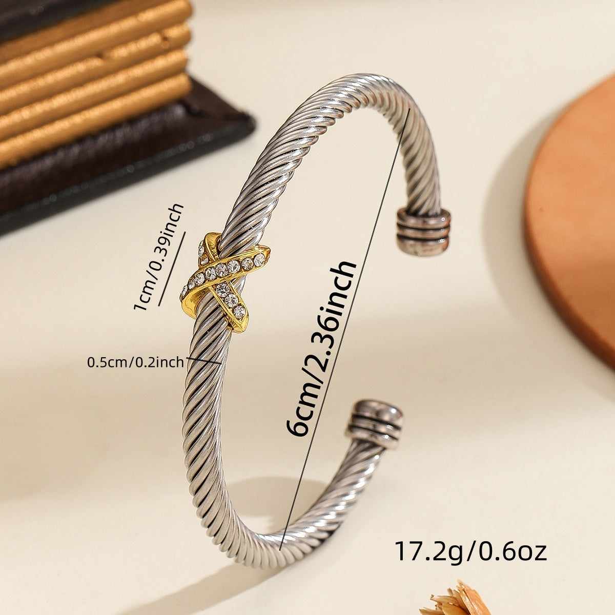 1PCS Fashionable Personalized 8-character Cross Steel Wire Bracelet,Open Bracelet, Simple Versatile Trendy Diamond Bracelet, Suitable For Men And Women To Wear, Holiday Jewelry Gift - DropOnline.co