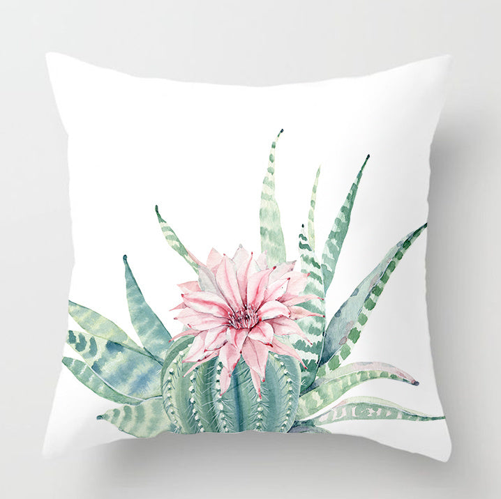 Watercolor Cactus Flowers Green Succulents Cushion Cover - DropOnline.co