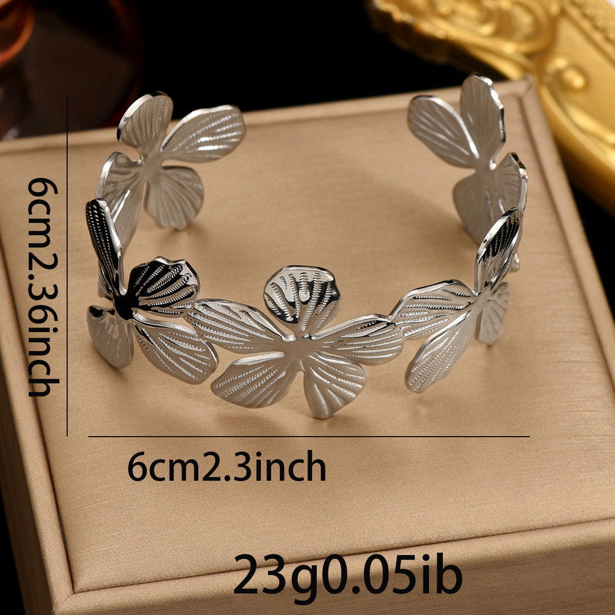 Lxalry 18K Gold Plated Stainless Steel Floral Carved Mirror Bracelet  Hypoallergenic Skin Safe Jewelry With Artisan Texture  Never Fade Handmade Luxury Gift For Women S Daily  Evening Wear - DropOnline.co