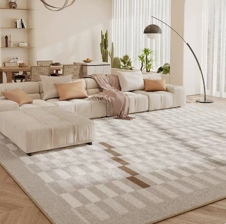 Living Room Carpet Checkerboard Bedroom Floor Cushion Sofa Coffee Table Blanket Dirt Resistant - DropOnline.co