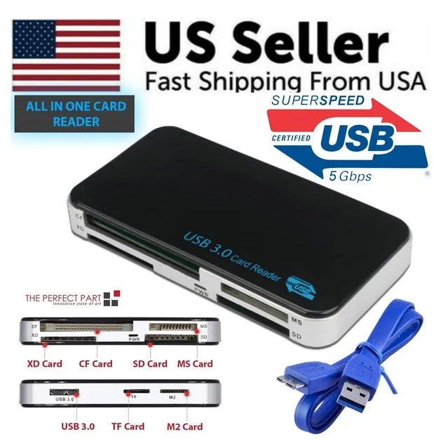USB 3.0 Memory Card Reader Adapter 5GBPS Fit For CF  TF  SD Micro SD XD M2 MS Card - DropOnline.co