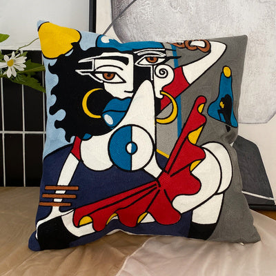 Embroidered Cushion Against Color Three-dimensional Throw Picasso Abstract Pillowcase - DropOnline.co