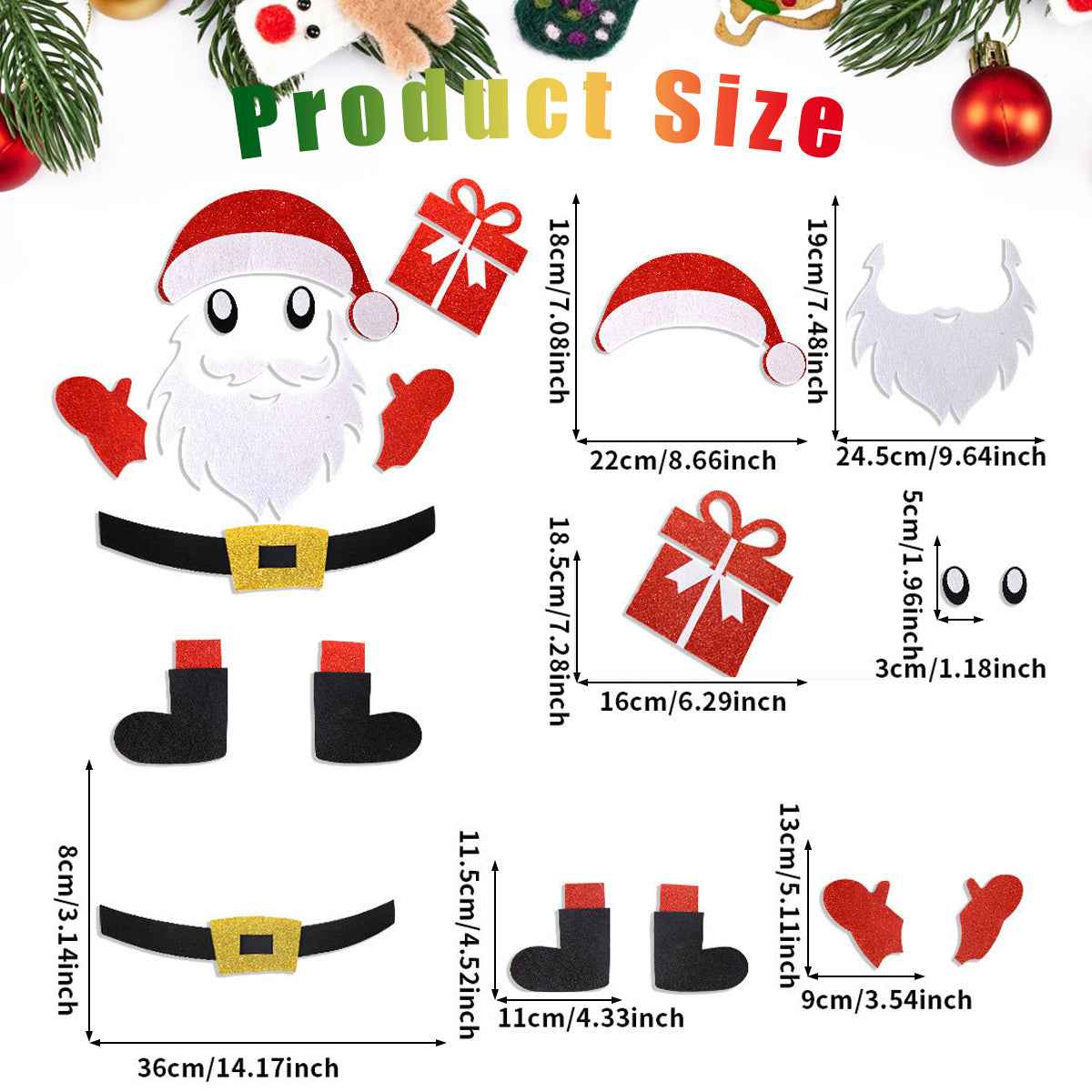 Christmas Door Stickers - 2 Pack Santa & Snowman Felt Wall Decorations - DropOnline.co