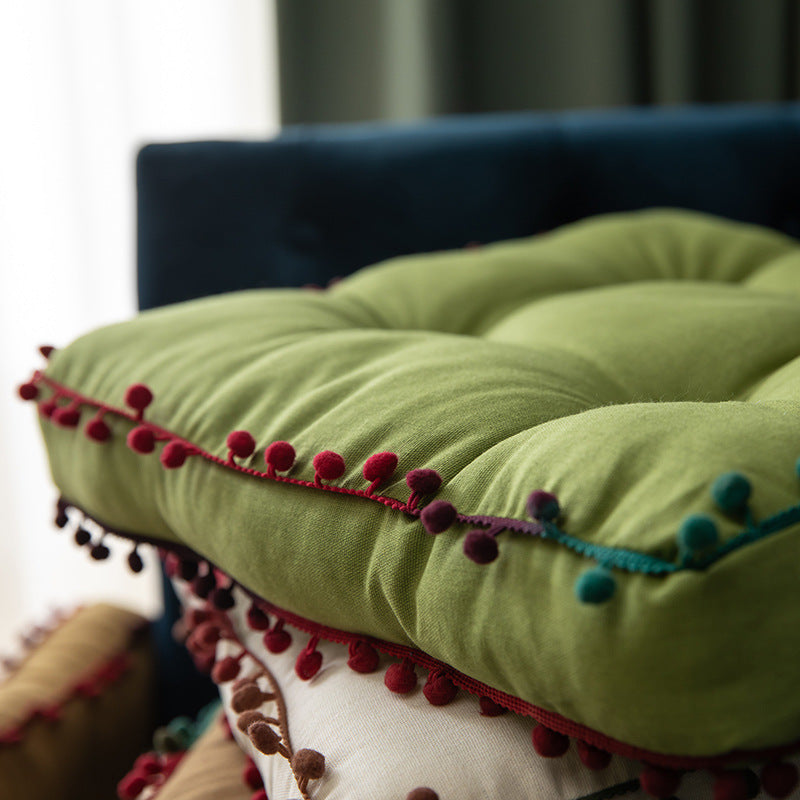 Nordic Ins Solid Color Fur Ball Thickened Cushion Home - DropOnline.co