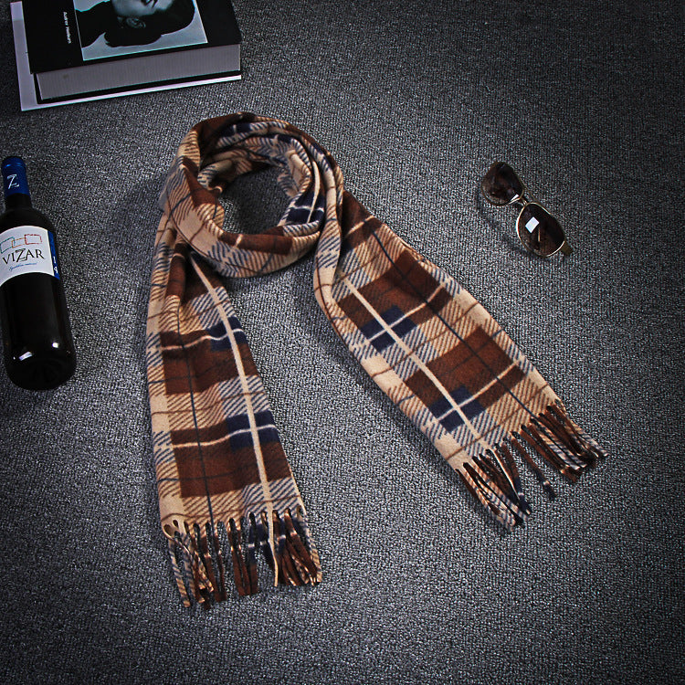 Unisex Black & White Plaid Thermal Scarf - Plus Size Winter Wrap - DropOnline.co