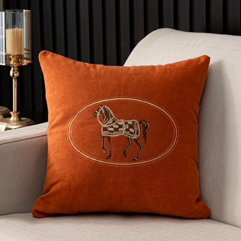 Hand-embroidered Cushion Cover Horse Pattern Pillowcase - DropOnline.co