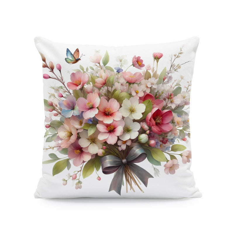Ink-painting Plum Blossom Yellow Flower Sofa Cushion Cover Without Pillow Core - DropOnline.co