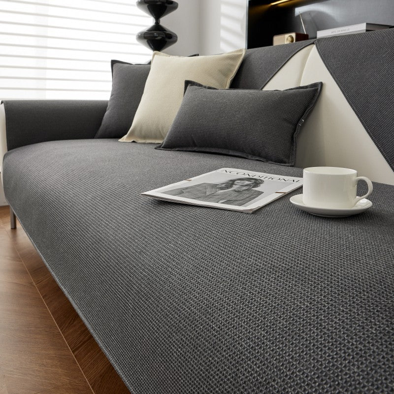 Waffle Solid Color Cream Sofa Cushion Waterproof Non-slip - DropOnline.co