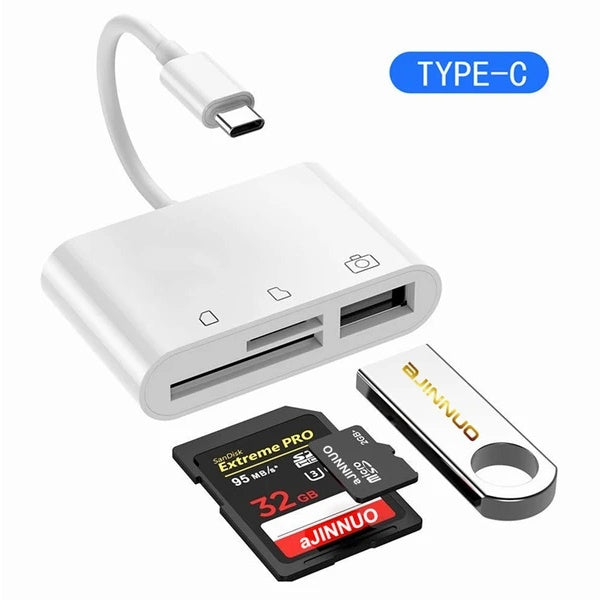 USB C 3 In 1 Hub Converter Type-C Adapter SD Card Reader For MacBook Pro Laptop - DropOnline.co