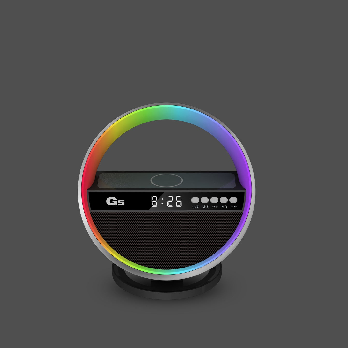 2024 New Multifunction RGB Night Light Wireless Charger Bluetooth-compatible Speaker Large G Ambience Light Home Decor - DropOnline.co