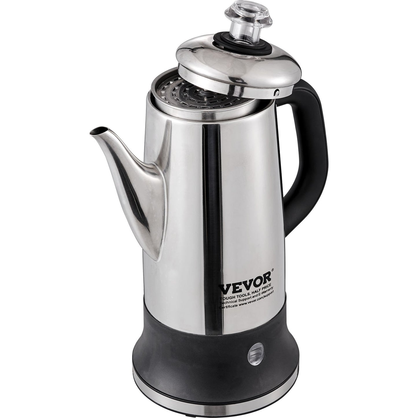 12-Cup Electric Percolator Coffee Pot, 304 Stainless Steel Coffee Percolator With Keep Warm Function & Heat-Resistant Handle, Classic Coffee Maker, Quick Brew & Easy-Pour Spout, Silver - DropOnline.co