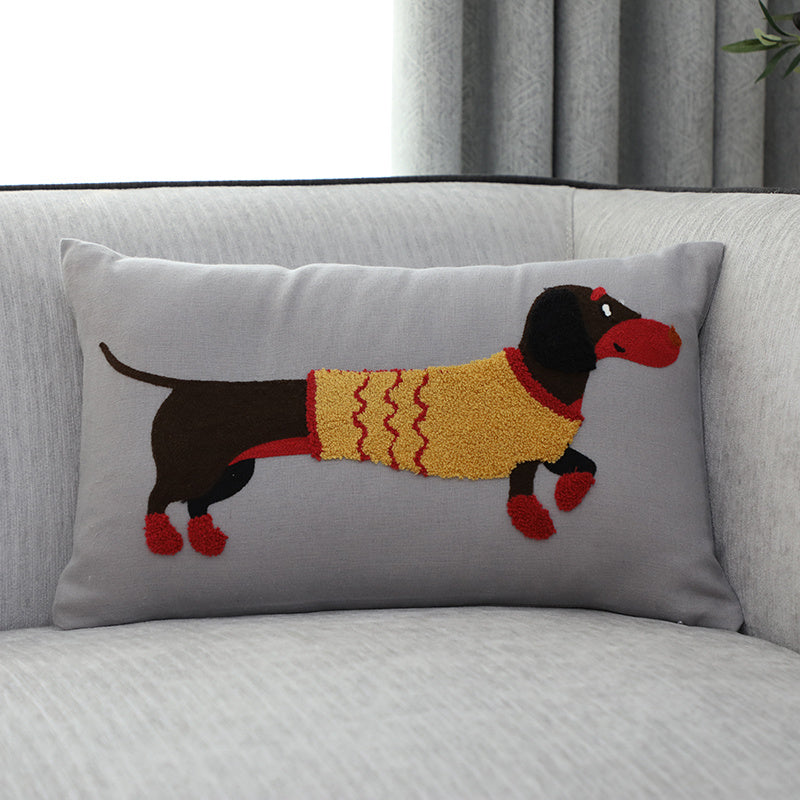 Pillow Embroidered Cushion With Core American Dog - DropOnline.co
