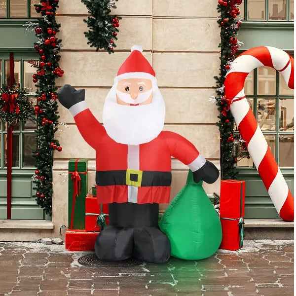 6 FT Lighted Christmas Inflatable - Santa Claus with Large Gift Bag & LED Lights - DropOnline.co
