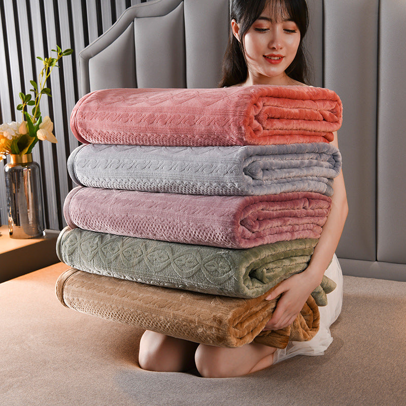 7D Carved Milk Fleece Blanket | Thick Flannel Coral Fleece Warm Cozy Blanket