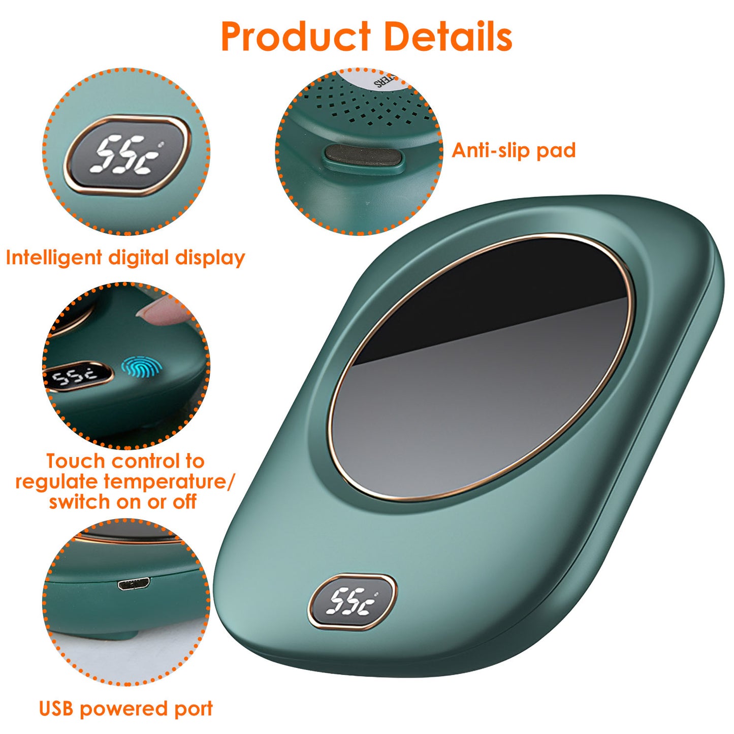 3 Color Options -- 1Pc Electric Coffee Mug Warmer For Desk Auto Shut Off USB Tea Milk Beverage Cup Heater Heating Plate For Office Home 3 Temperature Setting - DropOnline.co