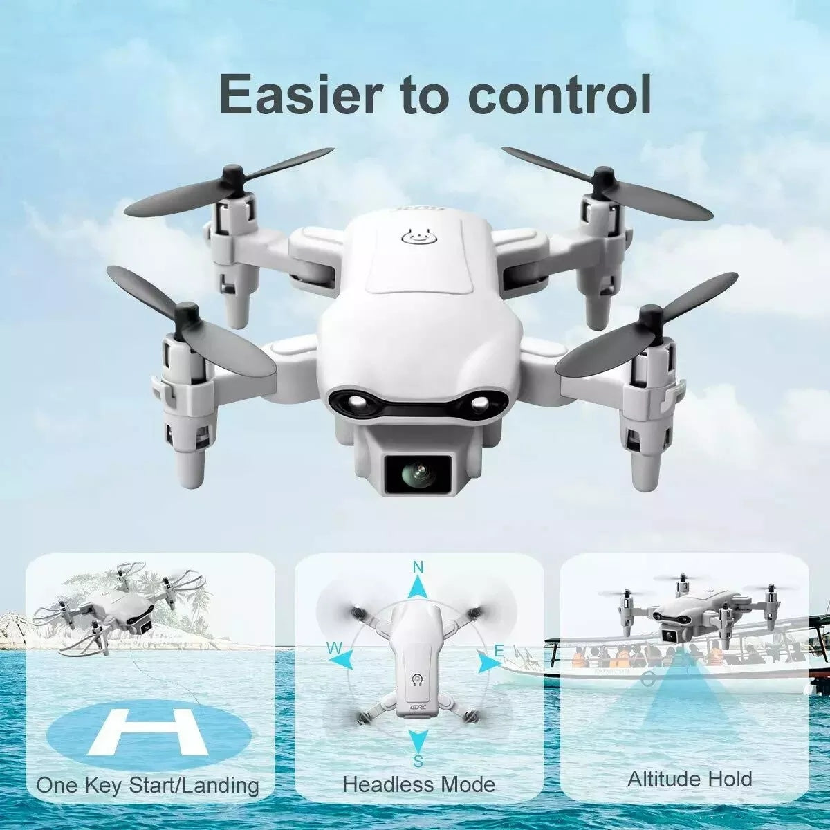4DRC V9 Mini Drone for Kids - 720P HD Camera Foldable RC Quadcopter with 3 Batteries - DropOnline.co