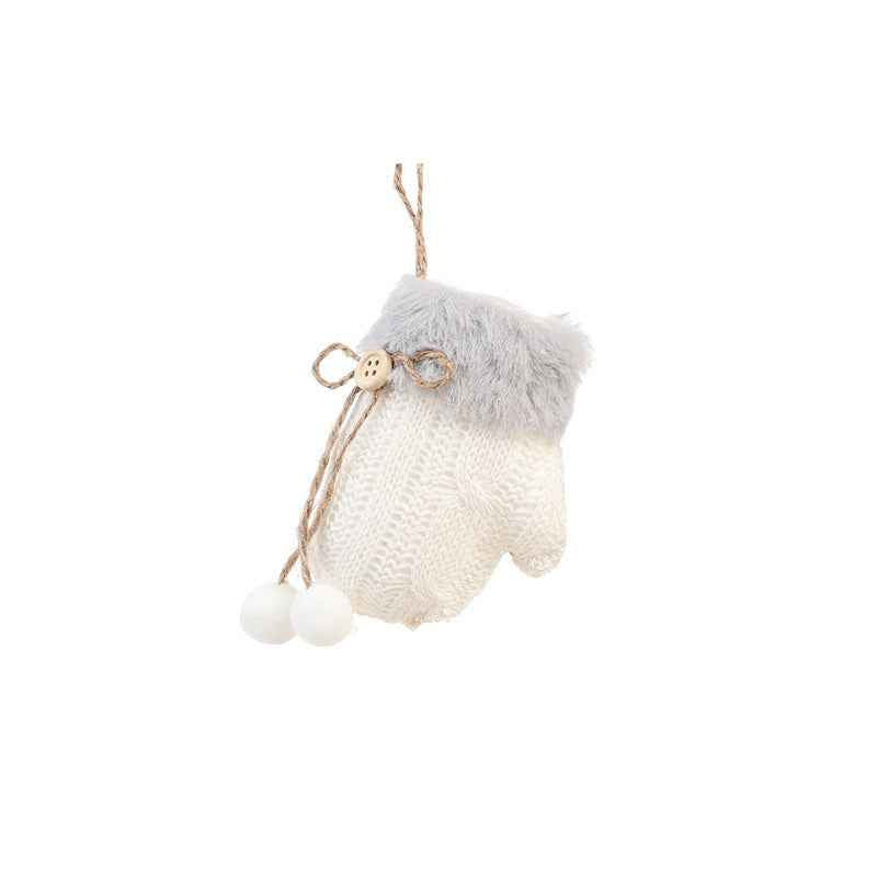 White Plush Christmas Ornaments - Wool Sled & Knitted Gloves Tree Pendant Decorations - DropOnline.co