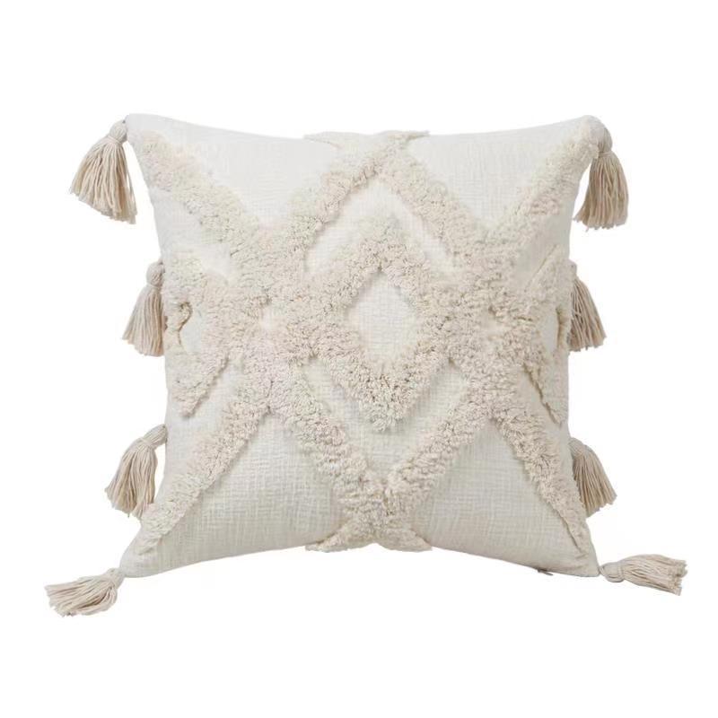 Tufted Cotton And Linen Blended Cushion And Pillowcase - DropOnline.co
