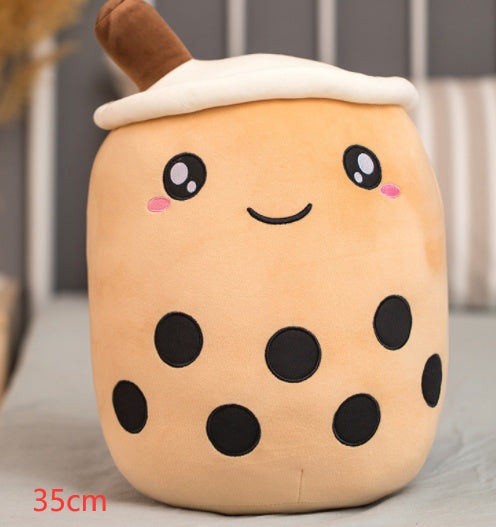 Boba Tea Plush Toy - Cute Strawberry Milk Tea Stuffed Animal Pillow Cushion for Kids - DropOnline.co