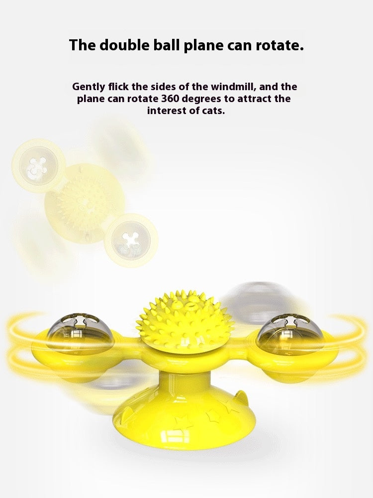 Cat Entertainment Set- Interactive Rotating Disk, Feather Teasers, Tumbler, Windmill Toy - Keeps Cats Active & Engaged - DropOnline.co