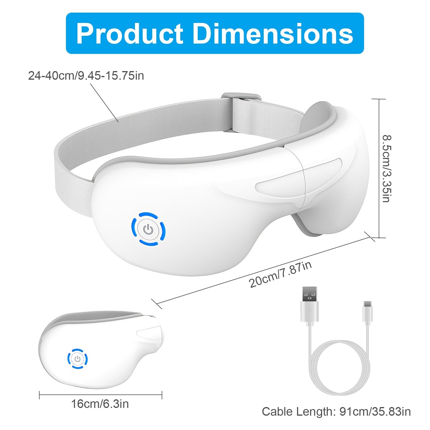 1Pc Eye Massager With Heat Music Air Pressure Vibration Massage Rechargeable For Men Women Elders Wireless Eye Mask - DropOnline.co