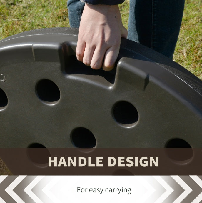 Cantilever Patio Umbrella Base Fan Shaped Weights With Handles Durable Material Coffee - DropOnline.co