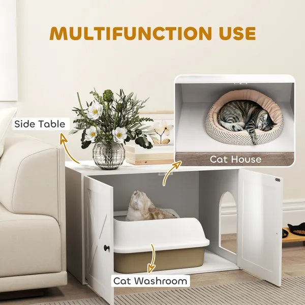 Cat Litter Box Enclosure With Barn Door, Cat Hole - DropOnline.co